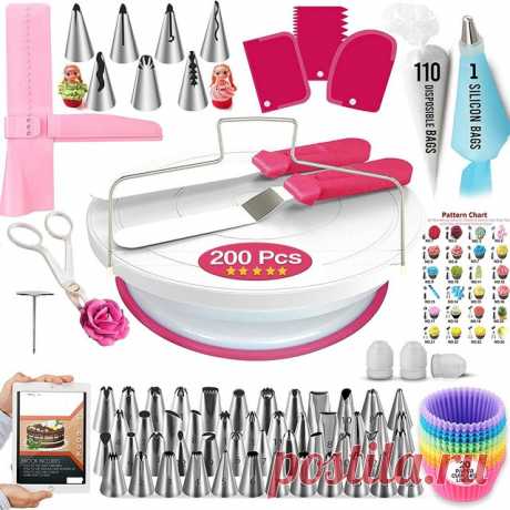 Kit de tocadiscos para pasteles, herramientas de pastelería para hornear, accesorios, suministros de decoración de pasteles, juego de soporte giratorio, boquillas de crema para Fondant - AliExpress