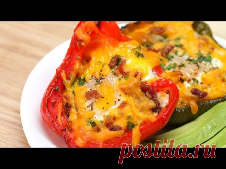Красивый и вкусный завтрак. Яичница в сладком перце.