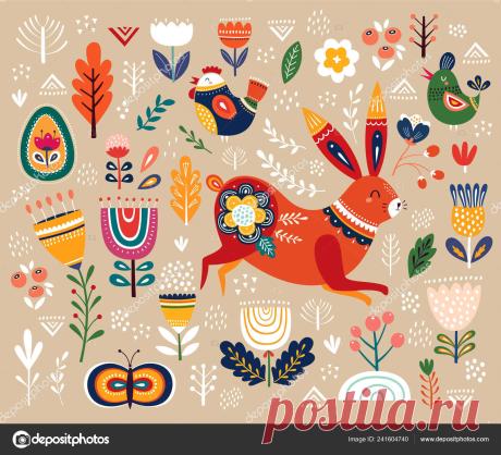 depositphotos_241604740-stock-illustration-vector-ethnic-easter-pattern-hare.jpg (1600×1454)
