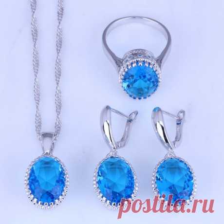set builders Picture - More Detailed Picture about Flawless Blue Sky Topaz Hoop Earrings / Pendant Necklace / Rings 925 Sterling Silver Wedding Jewelry Sets Free Gift Bag J0479 Picture in Jewelry Sets from Layla Jewelry | Aliexpress.com | Alibaba Group