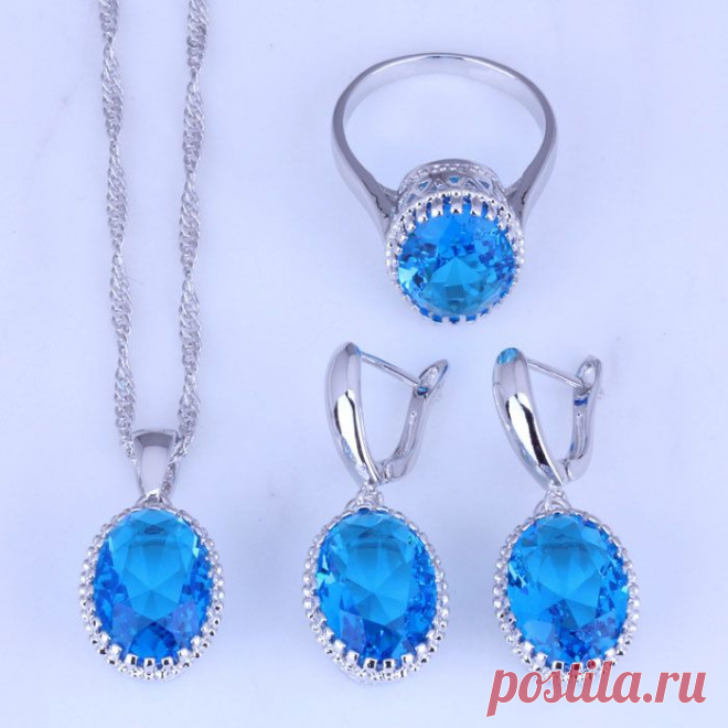 set builders Picture - More Detailed Picture about Flawless Blue Sky Topaz Hoop Earrings / Pendant Necklace / Rings 925 Sterling Silver Wedding Jewelry Sets Free Gift Bag J0479 Picture in Jewelry Sets from Layla Jewelry | Aliexpress.com | Alibaba Group