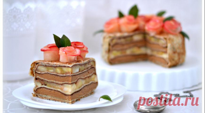 Блинный торт Розовый букет, пошаговый рецепт с фото