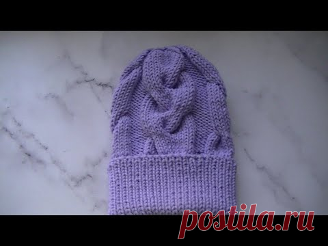 Вяжем шапку с  объемными  косами.