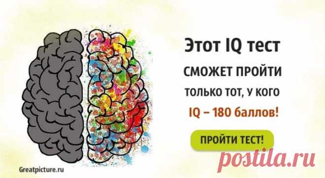 Этот IQ тест сможет пройти только тот, у кого IQ – 180 баллов! Этот IQ тест сможет пройти только тот, у кого IQ – 180 баллов!Просторы интернета сейчас заполонило множество тестов на уровень интеллекта.