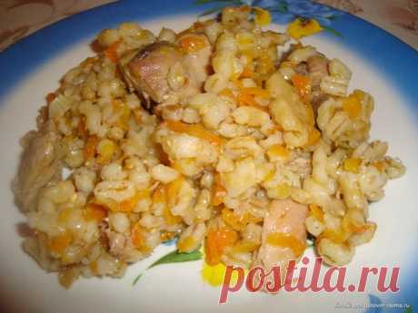 Перловая каша с курицей в казане