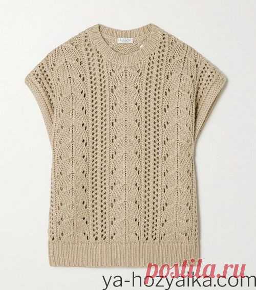 Узорчатая безрукавка от Брунелло Кучинелли. Спицами. Видео МК. / ya-hozyaika.com