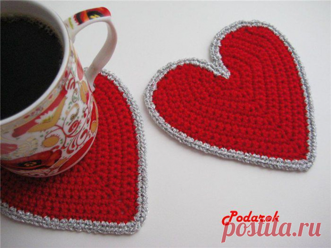 Подставка под чашки вязаная крючком, вязаное крючком сердце | Лаборатория домашнего хозяйства