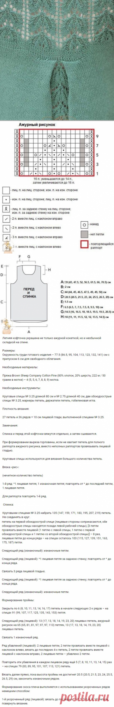 Летняя кофточка спицами 2021