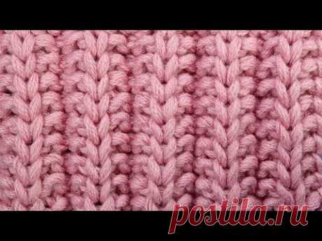 Французская резинка спицами   Knitting ribbon pattern Узор спицами 52 - YouTube