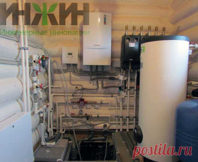 Монтаж котельной в деревянном доме, установка напольного бойлера Reflex и газового котла Vaillant, фото 146
