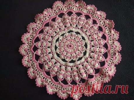 Круглый коврик крючком/МК/цветочек/Crochet