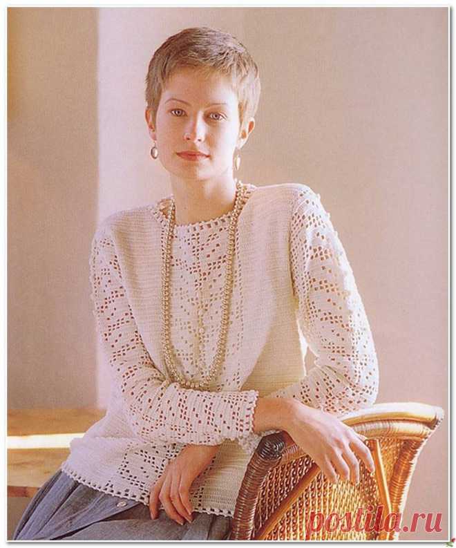 РОЗОВАЯ БЛУЗА С ФИЛЕЙНЫМ УЗОРОМ