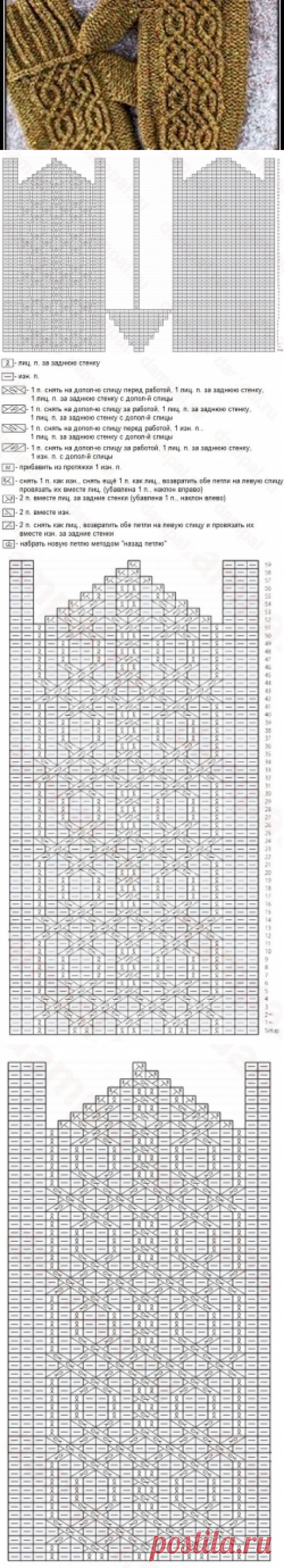 Галкин Дневник: Теплые варежки спицами с рельефным узором