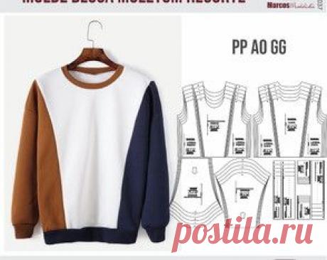 Esto contiene una imagen de: Molde Modelagem Blusa Moletom Com Recorte Lateral 1037 no Elo7 | Marcos Modelista (1400D29)