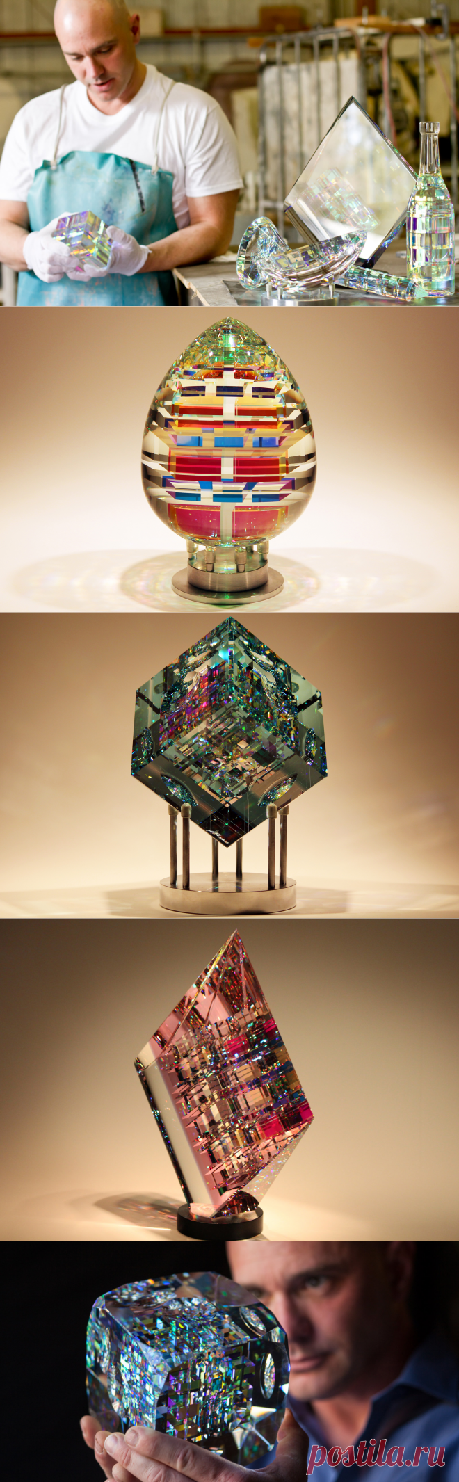 Потрясающие стеклянные скульптуры Джека Стормса Безупречное стекло, которое используется для телескопов и других оптических приборов. Математическая стройность многоцветного узора. Скульптуры Джека Стормса похожи на застывшие в стекле фейерверки, но их мимолетные вспышки - результат точного расчета и кропотливой работы.