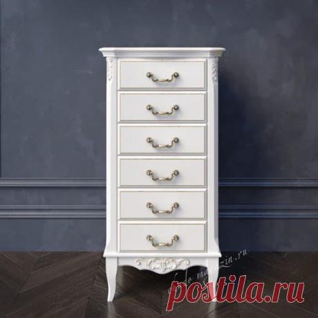 Высокий комод из массива бука с 6 ящиками белый купить по цене 48 000 руб. в Москве — интернет магазин chudo-magazin.ru