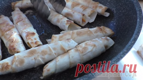 Трубочки из лаваша с мясом на закуску
