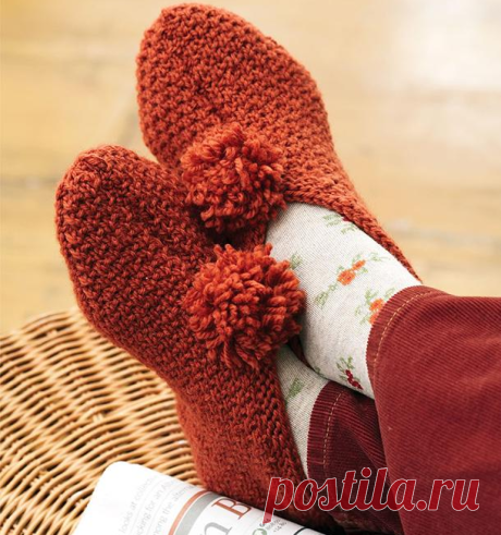 Домашние следки спицами.