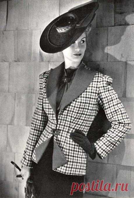Клетка в повседневной и вечерней моде 1940-х годов.