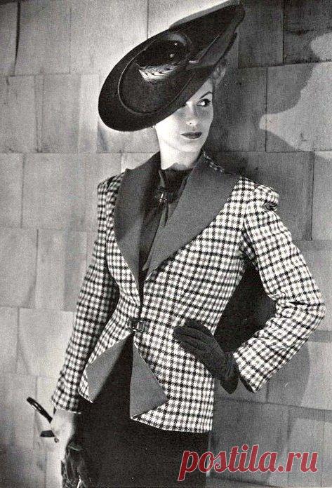 Клетка в повседневной и вечерней моде 1940-х годов.