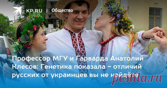 Профессор МГУ и Гарварда Анатолий Клесов: Генетика показала - отличий русских от украинцев вы не найдёте Вопрос об общем славянском происхождении русских, украинцев и белорусов наукой закрыт [инфографика]