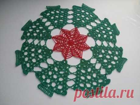 Carpeta Navideña a crochet CARPETA NAVIDEÑA TEJIDA CON HILO DE ALGODÓN # 10 Y GANCHO DE METAL # 2.25 MM