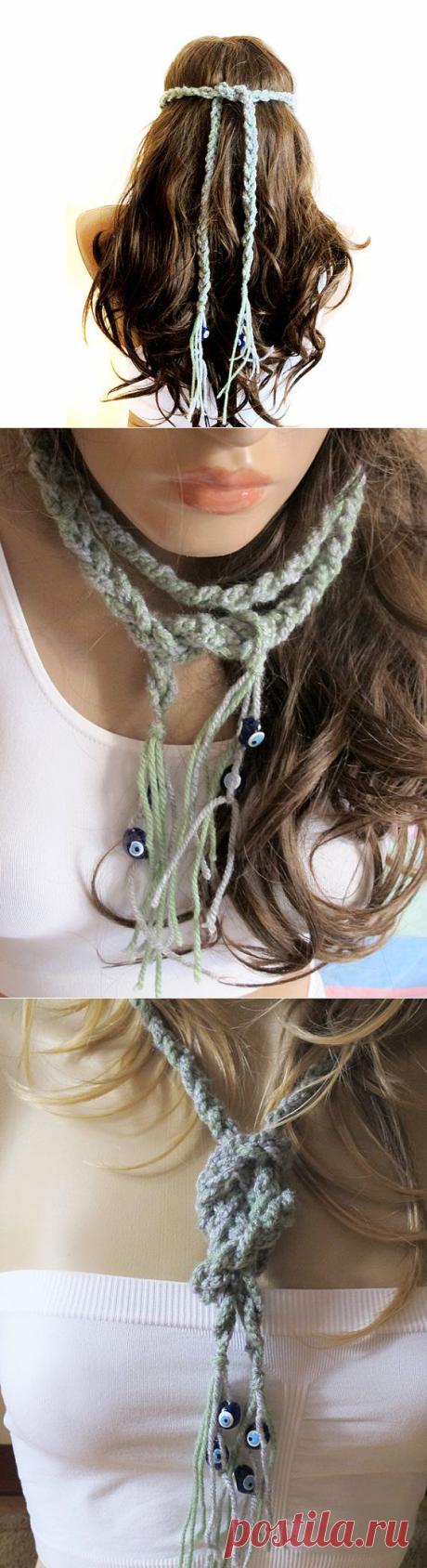 Crochet Headband Boho bohemian Headband Hippie by selenayy on Etsy