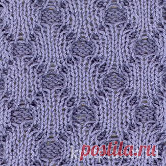 Планета Вязания | Узор выпуклые ромбы Жуки, вязанный спицами и схема вязания узора