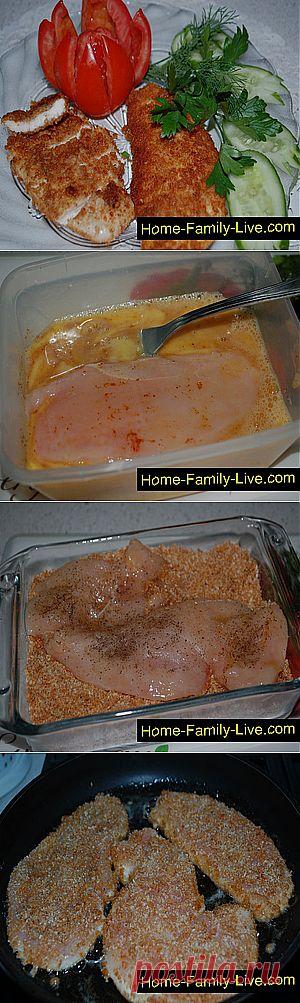 Кулинарные рецепты Шницель - пошаговый фоторецепт - отбивная куриная грудка