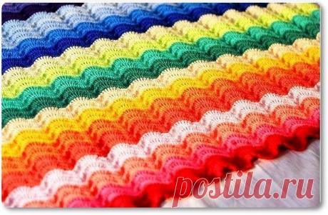 Радужный плед крючком. Схемы. /