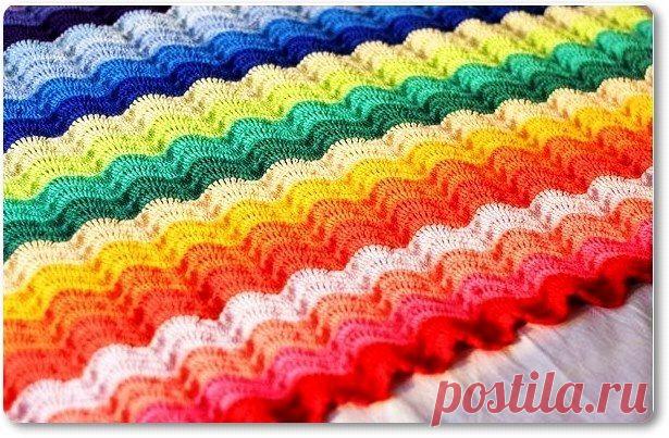 Радужный плед крючком. Схемы. /