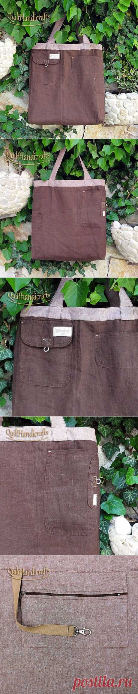 Safari bag Large linen beach bag Market bag by QuiltHandicrafts