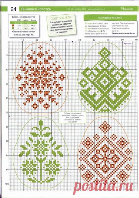 Подборка схем для вышивки "Пасхальные яйца"