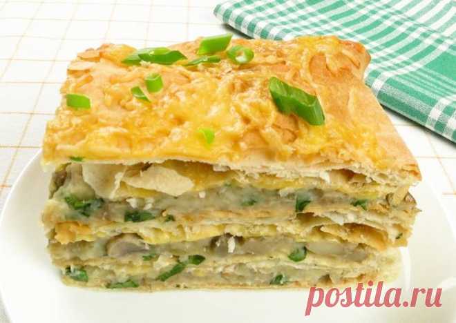 (10) Горячий закусочный наполеон с картофельно-грибной начинкой | Hot snack cake - пошаговый рецепт с фото. Автор рецепта Вкусная кухня. Простые рецепты . - Cookpad