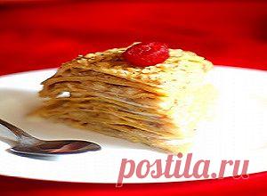 Рецепт приготовления «Блинного торта с грецкими орешками и бананами»