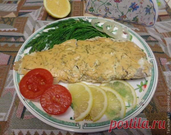 Рыба, запеченная в сметанно-горчичной заливке