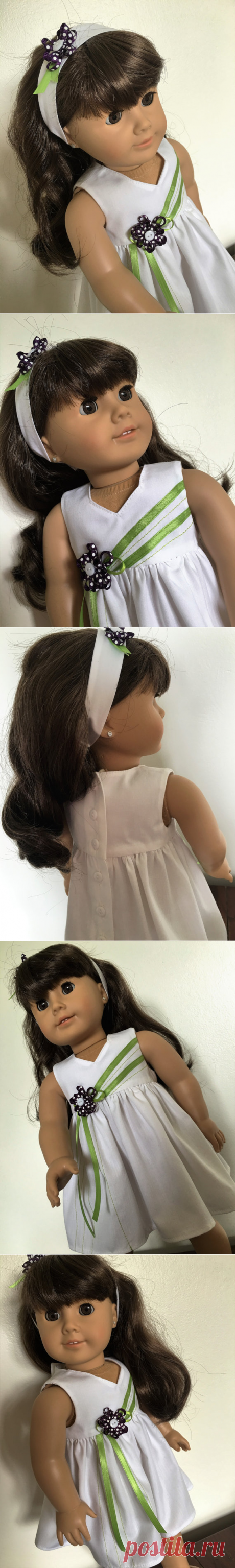 Purple daisy dress with headband fits American girl dolls