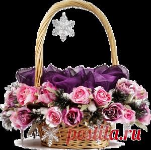 Праздничные цветочные корзинки PNG