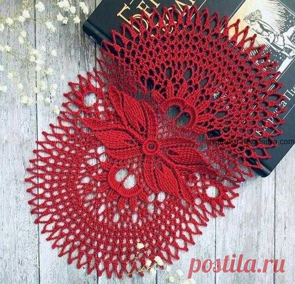 Красивая салфетка с рельефом Красивая салфетка с рельефом крючком. Овальная салфетка крючком схемы
