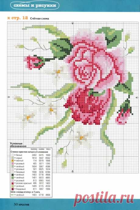 Вышивка по трикотажу со схемами и узорами