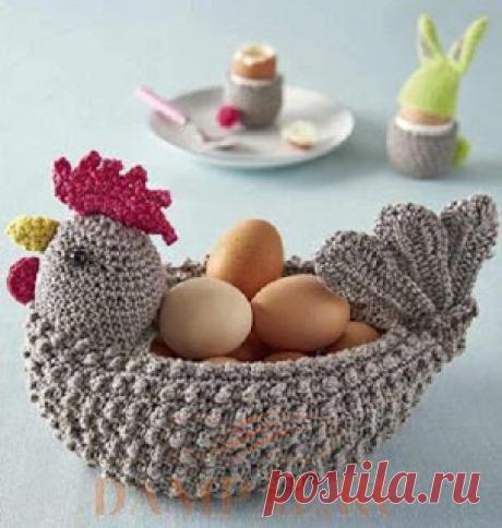 Вязание спицами и крючком: Корзинка для пасхальных яиц