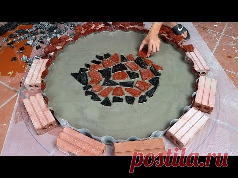 Techniques make dining table from corrugated and granite discarded // Creative with cenment