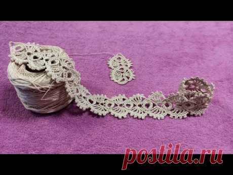 Кайма крючком Рыбка Crochet lace ленточное кружево