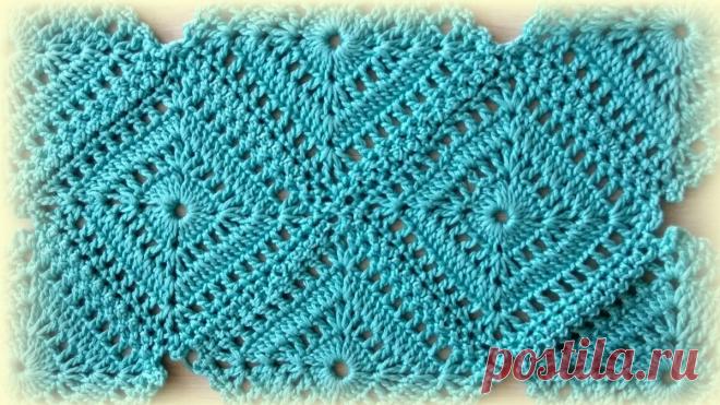Квадратный мотив крючком, который можно увеличивать до нужного размера | Мастерская 