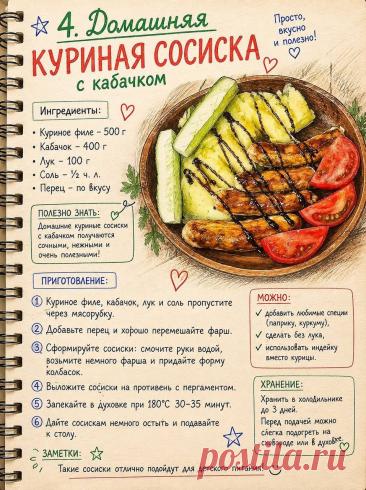 Домашняя куриная сосиска с кабачком