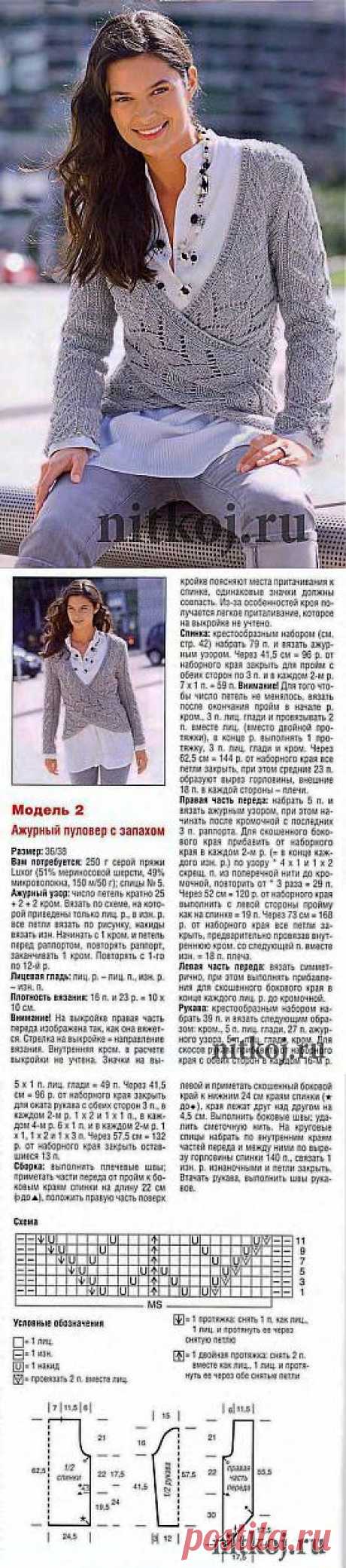 Ажурный пуловер спицами » Ниткой - вязаные вещи для вашего дома, вязание крючком, вязание спицами, схемы вязания