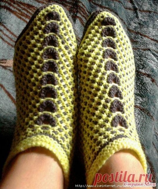 Подследники-тапочки-носки на двух спицах