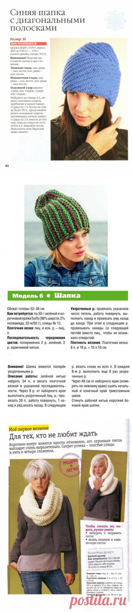 Вязаные шапки спицами для женщин с описанием и схемами осень-зима 2018-2019