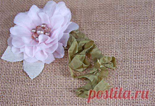 ЦВЕТЫ ИЗ ТКАНИ. ПИОН из лент и батиста. Мастер-класс