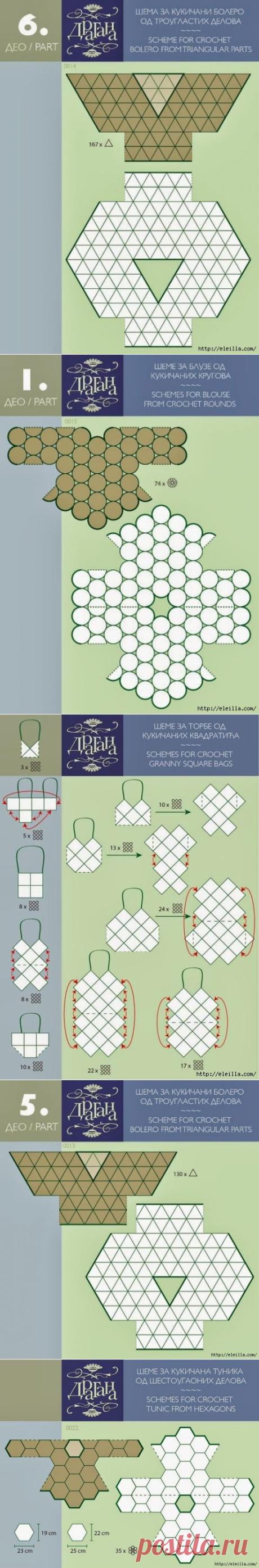 Интересная находка для тех, кто любит модели из мотивов, здесь болеро, блузы, сумки. | Варварушка-Рукодельница